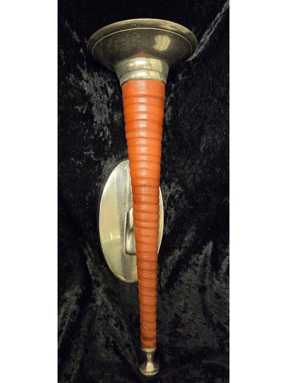 Bombay Wall-Mounted Candle Holder Silver & Leather Wrap